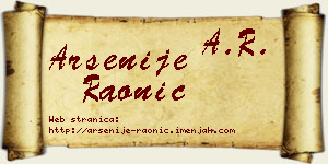 Arsenije Raonić vizit kartica